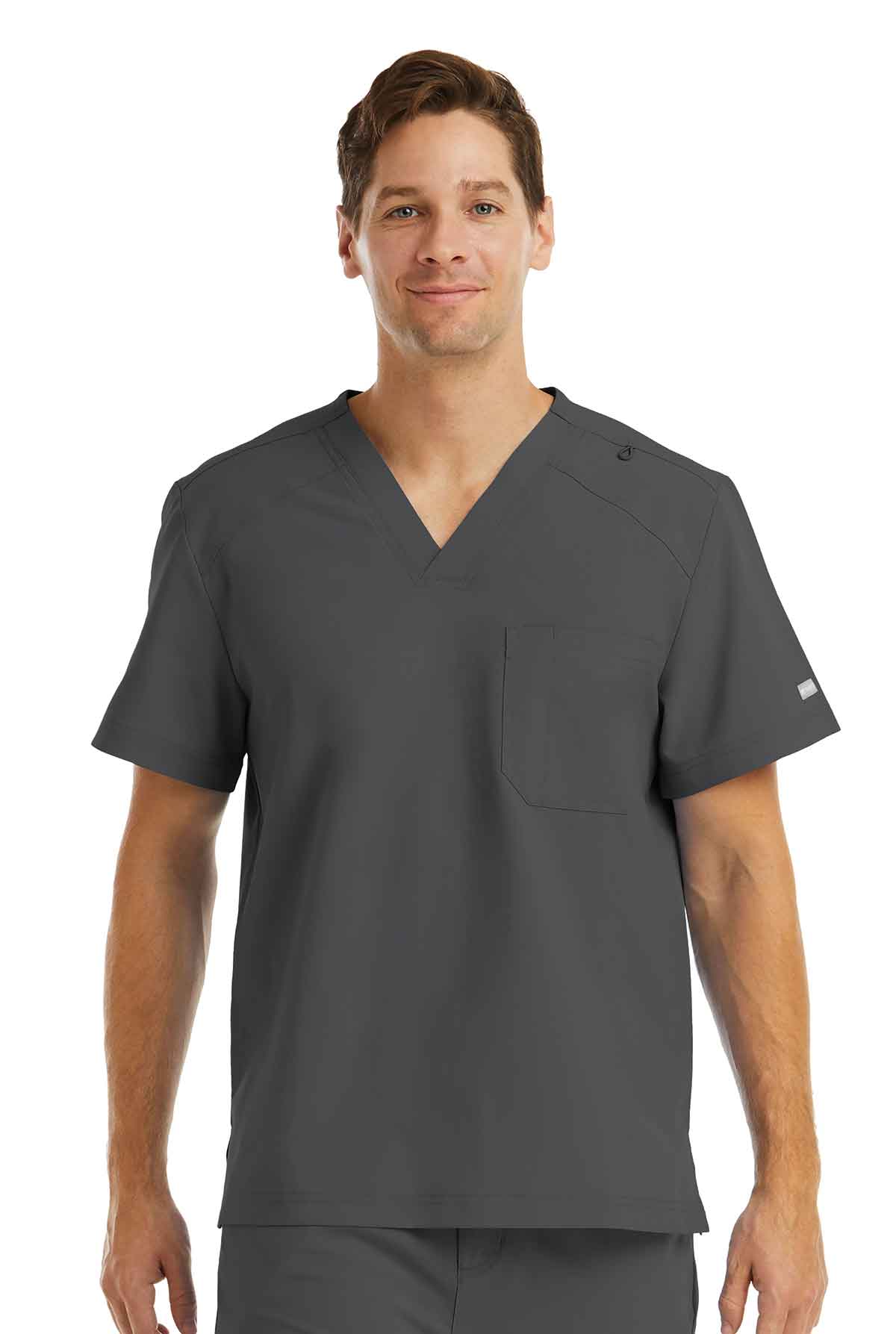 Men's Chest Pocket V-neck Top (Pewter) Diagnostic Sonography