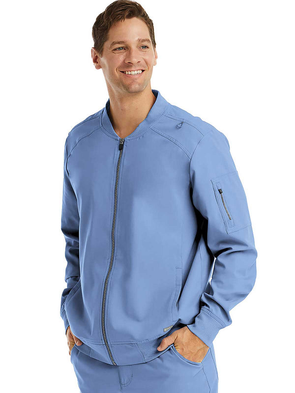 Men’s Front Zip Warm-up Jacket (Ceil Blue) TCC Respiratory Program