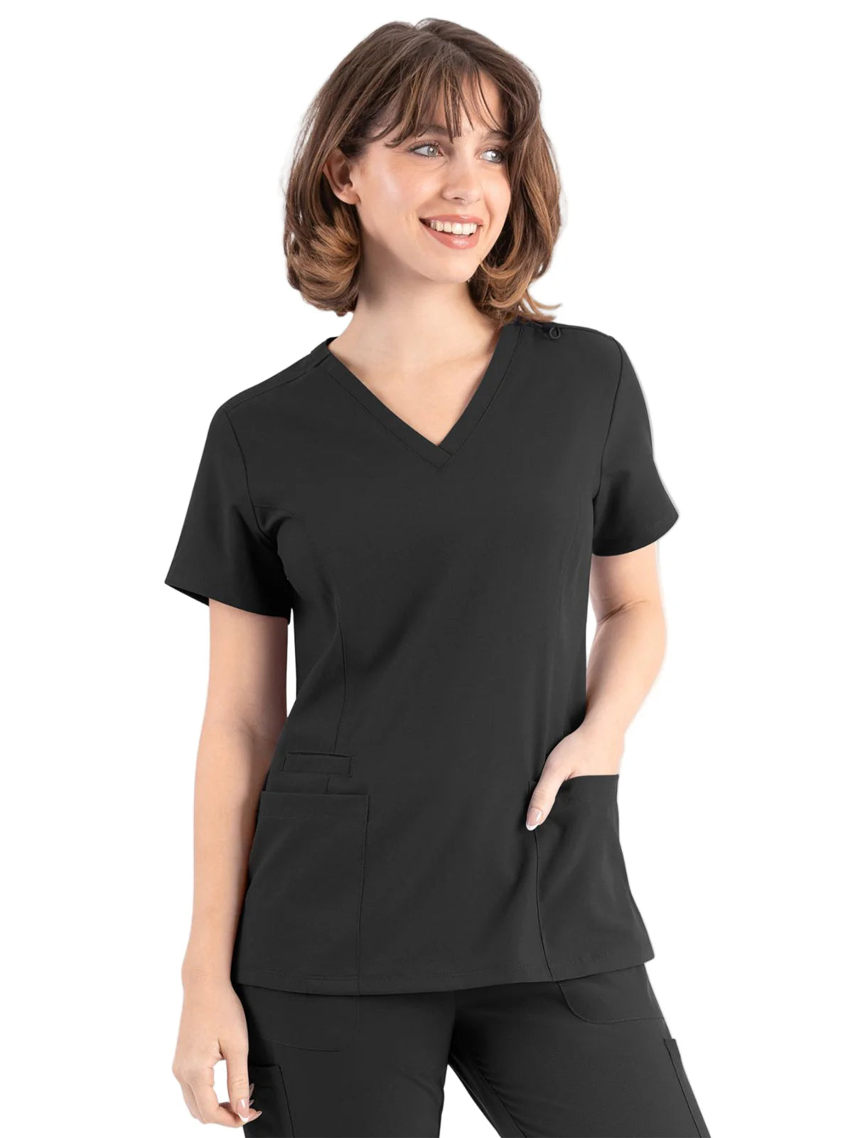 Women’s Double V-neck Top (Black) - Diagnostic Cardiovascular Sonography